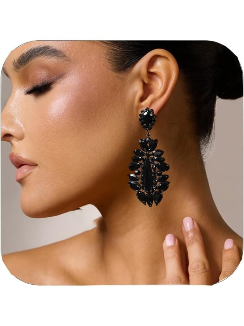 Large Rhinestone Teardrop Chandelier Earrings - Statement Bridal & Prom Jewelry